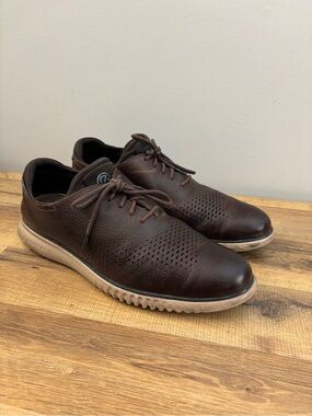 Cole Haan 2.ZEROGRAND Leather Laser Wingtip Oxfords Dark Brown Men's